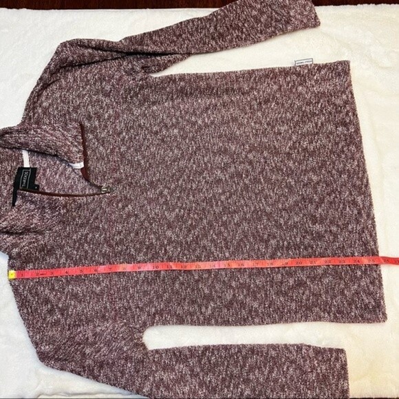 Woolly Threads Sweater Quarter Zip Pullover Maroon Cream Textured Women's Sz S - Picture 5 of 8